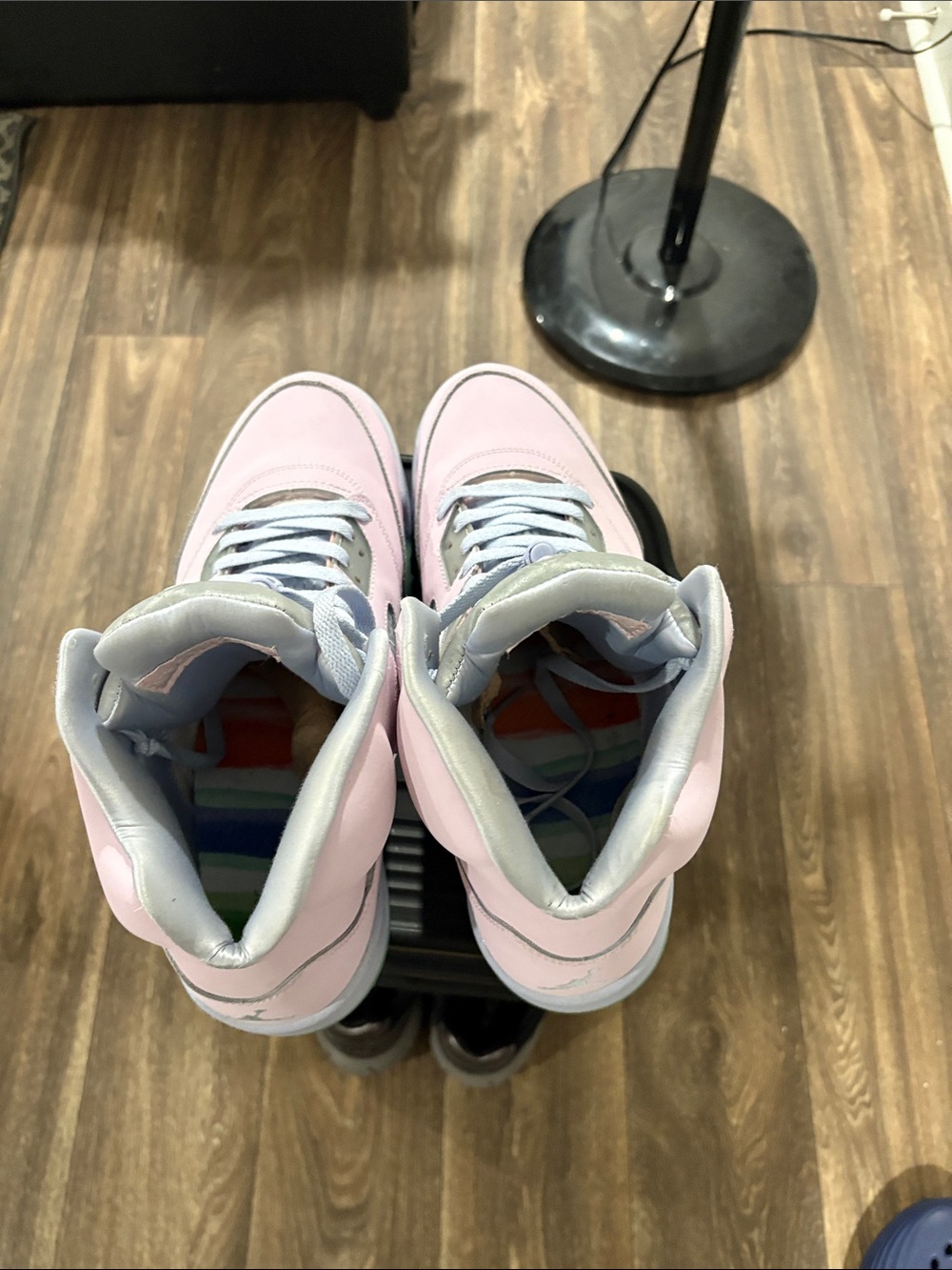 Jordan Retro High Top Sneakers in Pink and Gray - Picture 4 of 9
